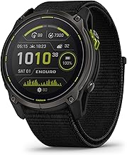 Garmin Enduro™ 3 – 51 公釐,太陽能、藍寶石、超高性能 GPS 智慧型手錶,極致電池壽命,詳細映射,內建 LED 手電筒,碳灰色 DLC 鈦金屬,附黑色 UltraFit 尼龍錶帶
